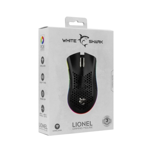 Mysz bezprzewodowa White Shark LIONEL czarna RGB 10000 DPI