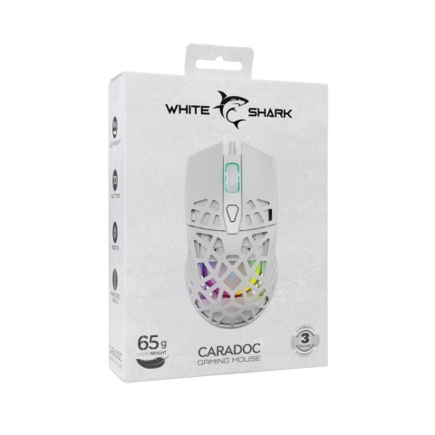 Mysz gamingowa White Shark CARADOC biała RGB 7200 DPI