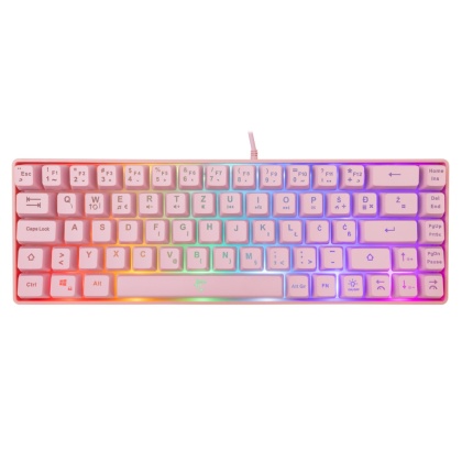 Kompaktowa klawiatura gamingowa White Shark Ronin Pink 68 klawiszy LED