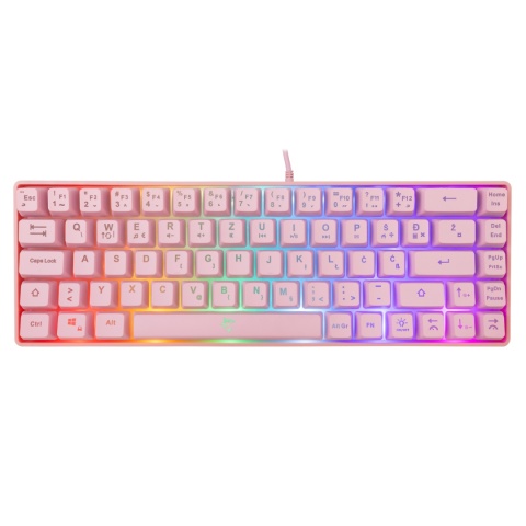 Kompaktowa klawiatura gamingowa White Shark Ronin Pink 68 klawiszy LED