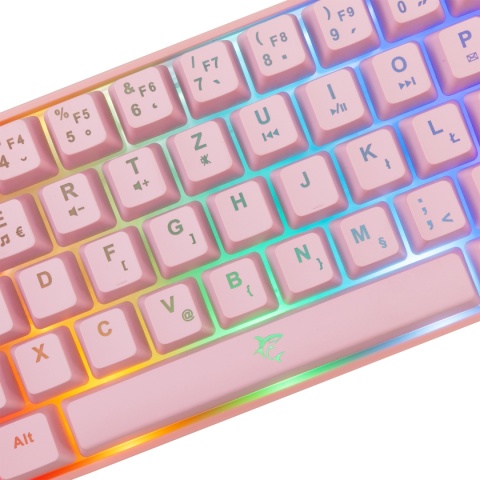 Kompaktowa klawiatura gamingowa White Shark Ronin Pink 68 klawiszy LED
