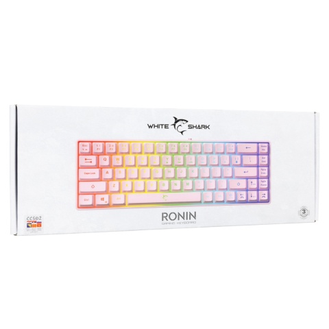 Kompaktowa klawiatura gamingowa White Shark Ronin Pink 68 klawiszy LED