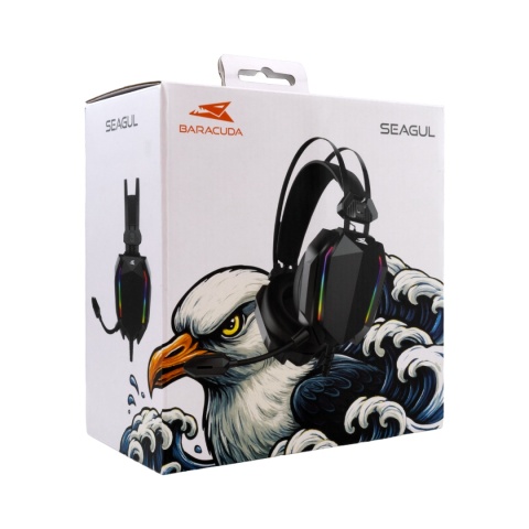 Słuchawki Gamingowe Baracuda Seagul z Mikrofonem LED 50 mm Czarne