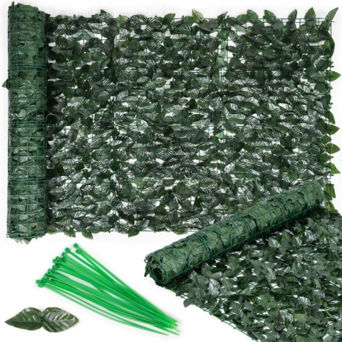 Sztuczny Bluszcz Żywopłot 300x100 cm Zielona Osłona na Balkon Taras Ogrodzenie