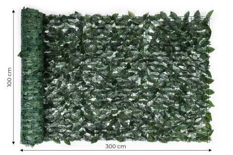Sztuczny Bluszcz Żywopłot 300x100 cm Zielona Osłona na Balkon Taras Ogrodzenie