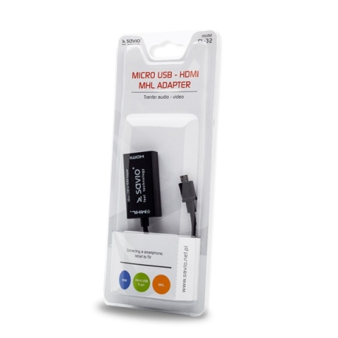 Adapter MHL SAVIO CL-32 Micro USB 5-pin na HDMI Żeński MHL 2.0