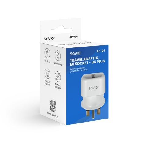 Adapter Podróżny SAVIO AP-04 EU na UK 13A 3250W z Uziemieniem