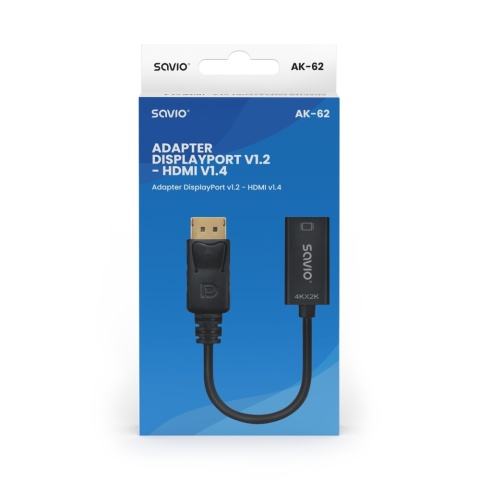 Adapter SAVIO AK-62 DisplayPort na HDMI 4K 30Hz DP 1.2 HDMI 1.4