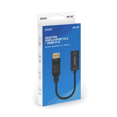 Adapter SAVIO AK-62 DisplayPort na HDMI 4K 30Hz DP 1.2 HDMI 1.4