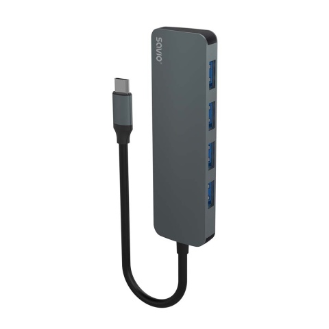 Hub USB-C SAVIO AK-54 4 × USB-A 3.1 Gen 1 5 Gb/s Aluminiowy