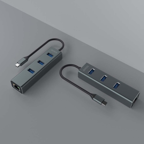 Hub USB-C SAVIO AK-57 3 × USB-A 5 Gb/s RJ-45 Gigabit Ethernet