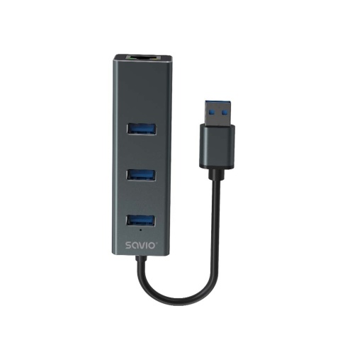 Hub USB-A SAVIO AK-58 3 × USB 5 Gb/s RJ-45 Gigabit Ethernet
