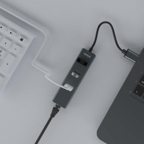 Hub USB-A SAVIO AK-58 3 × USB 5 Gb/s RJ-45 Gigabit Ethernet