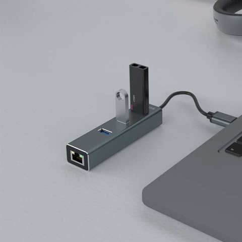 Hub USB-A SAVIO AK-58 3 × USB 5 Gb/s RJ-45 Gigabit Ethernet