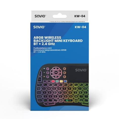 Klawiatura Bezprzewodowa SAVIO KW-04 ARGB Touchpad Bluetooth 5.2 2.4 GHz