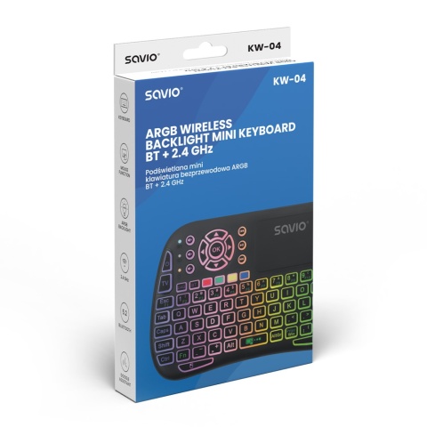 Klawiatura Bezprzewodowa SAVIO KW-04 ARGB Touchpad Bluetooth 5.2 2.4 GHz