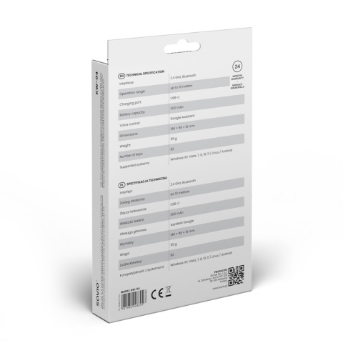 Klawiatura Bezprzewodowa SAVIO KW-04 ARGB Touchpad Bluetooth 5.2 2.4 GHz