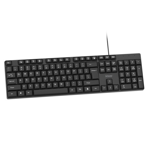 Klawiatura Przewodowa SAVIO KB-01 USB-A 104 Klawisze Slim Czarna