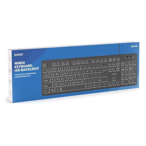 Klawiatura Przewodowa SAVIO KB-04 Podświetlana LED USB 104 Klawisze