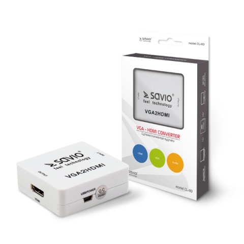 Konwerter SAVIO CL-110 VGA na HDMI Full HD 1080p 60Hz Audio