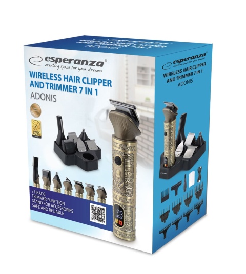 Maszynka do Strzyżenia Esperanza Adonis EBC006 7w1 Trymer USB-C 90 min