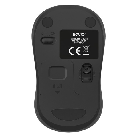 Mysz Bezprzewodowa SAVIO MB-03 2,4 GHz 1000 DPI USB Czarna