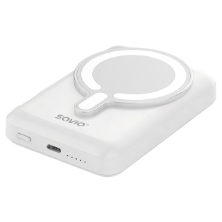 Powerbank Magnetyczny SAVIO BA-13 10000 mAh 20W USB-C 15W Indukcja biały