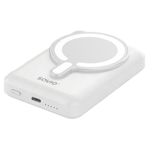 Powerbank Magnetyczny SAVIO BA-13 10000 mAh 20W USB-C 15W Indukcja biały