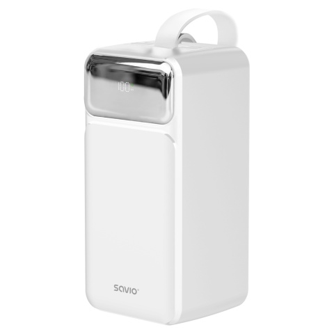 Powerbank SAVIO BA-15 50000 mAh 20W USB-C USB-A Szybkie Ładowanie Biały