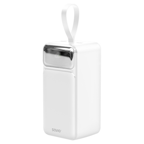 Powerbank SAVIO BA-15 50000 mAh 20W USB-C USB-A Szybkie Ładowanie Biały