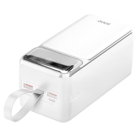 Powerbank SAVIO BA-15 50000 mAh 20W USB-C USB-A Szybkie Ładowanie Biały