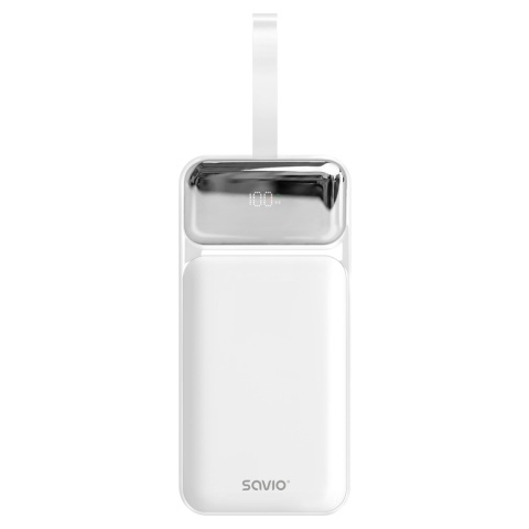 Powerbank SAVIO BA-15 50000 mAh 20W USB-C USB-A Szybkie Ładowanie Biały