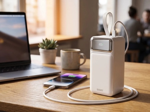 Powerbank SAVIO BA-15 50000 mAh 20W USB-C USB-A Szybkie Ładowanie Biały