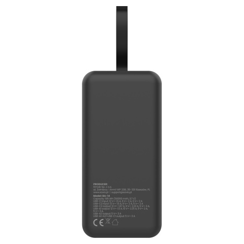 Powerbank SAVIO BA-14 50000 mAh 20W USB-C USB-A Szybkie Ładowanie Czarny