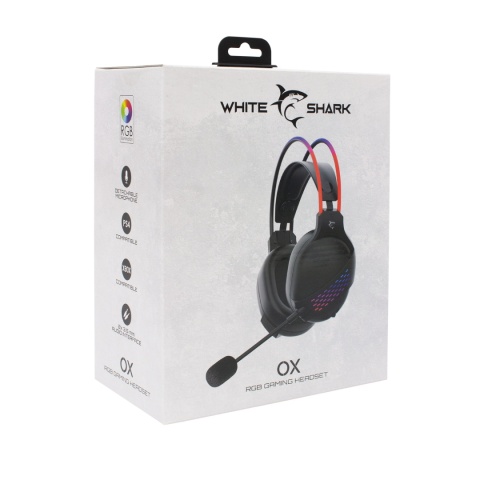Słuchawki Gamingowe White Shark OX Mikrofon RGB 50 mm Czarne PC/PS4/PS5/MAC