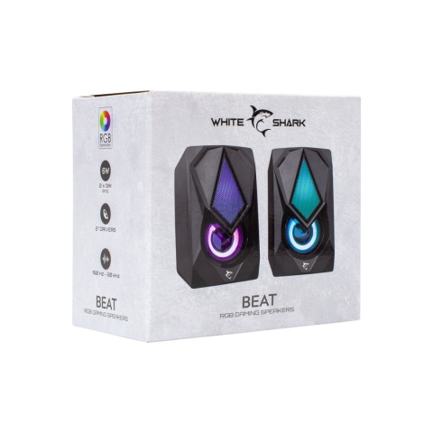 Głośniki Komputerowe White Shark BEAT 2.0 USB RGB 6W Czarne