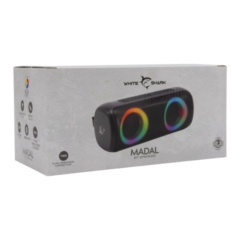 Głośnik Bluetooth White Shark MADAL 20 W RGB TWS Radio FM 4000 mAh
