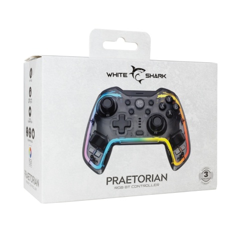 Gamepad Bezprzewodowy White Shark PRAETORIAN Bluetooth RGB PC PS4 Switch