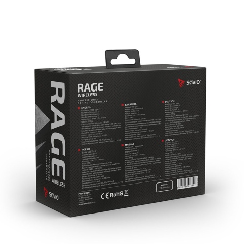 Bezprzewodowy Gamepad SAVIO RAGE WIRELESS PC PS3 Wibracje USB 2,4 GHz
