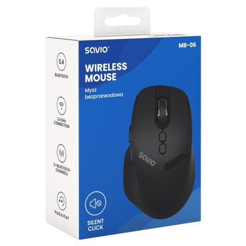 Mysz Bezprzewodowa SAVIO MB-06 Bluetooth 5.4 2,4 GHz 2000 DPI USB-C