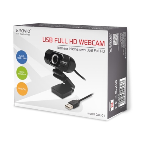 Kamera Internetowa SAVIO CAK-01 Full HD 1080p Mikrofon USB 30 FPS