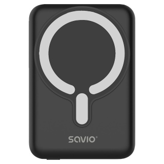 Powerbank Magnetyczny SAVIO BA-12 10000 mAh 20W USB-C 15W Indukcja Czarny