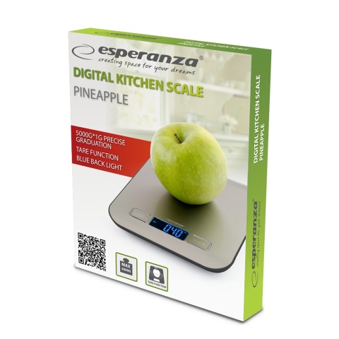 Waga Kuchenna Esperanza Pineapple EKS001 5 kg 1 g LCD Stal Nierdzewna