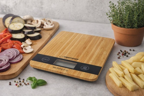 Waga Kuchenna Esperanza Bamboo EKS005 5 kg 1 g Bambus LCD Tara