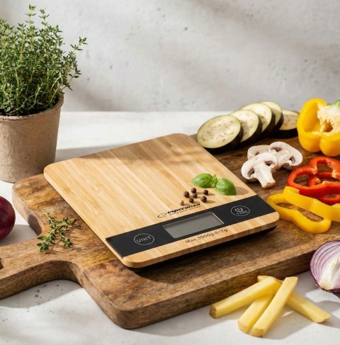 Waga Kuchenna Esperanza Bamboo EKS005 5 kg 1 g Bambus LCD Tara
