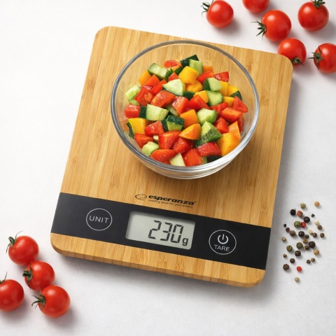 Waga Kuchenna Esperanza Bamboo EKS005 5 kg 1 g Bambus LCD Tara