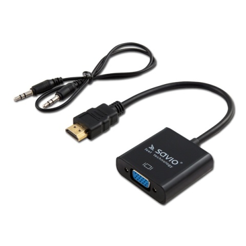 Adapter SAVIO CL-23B HDMI na VGA Full HD 1080p z Audio Jack 3,5 mm