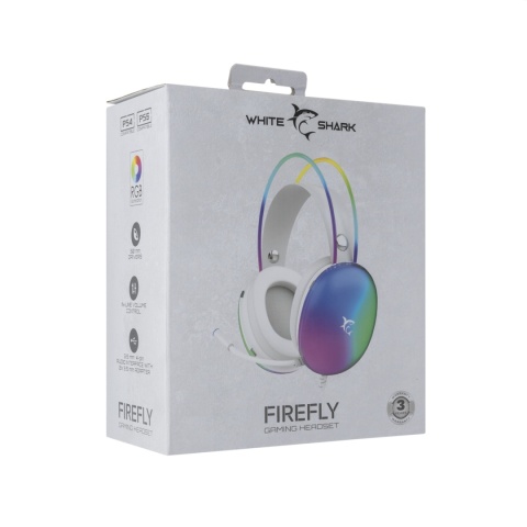 Słuchawki Gamingowe White Shark FIREFLY Mikrofon RGB 50 mm Białe