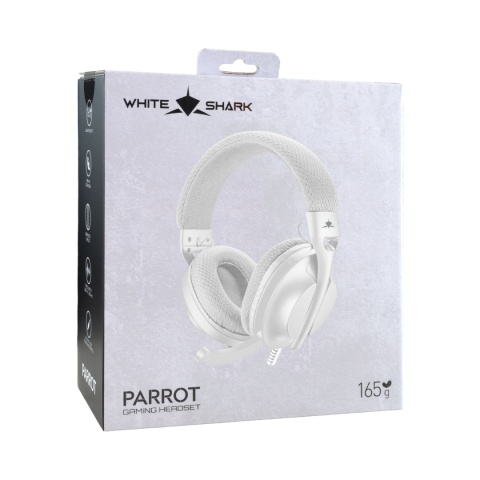 Słuchawki Gamingowe White Shark PARROT Mikrofon 40 mm Biało-Szare PC/PS4/PS5