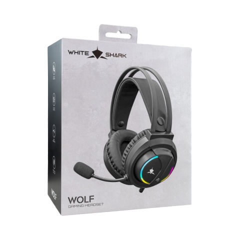 Słuchawki Gamingowe White Shark WOLF USB Mikrofon LED 50 mm czarne 20 - 20kHz